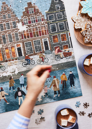 Snow Day in Amsterdam 500 Piece Puzzle by Ordinary Habit in action