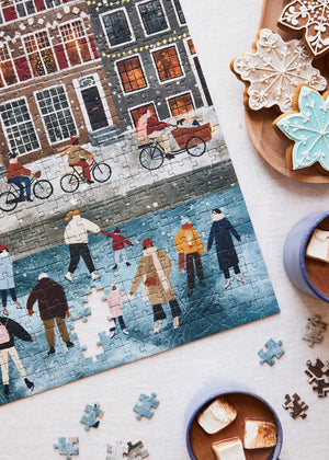 Snow Day in Amsterdam 500 Piece Puzzle by Ordinary Habit detail