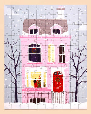 Ordinary Habit 100 Piece Puzzle - Christmas Pink House by Maja